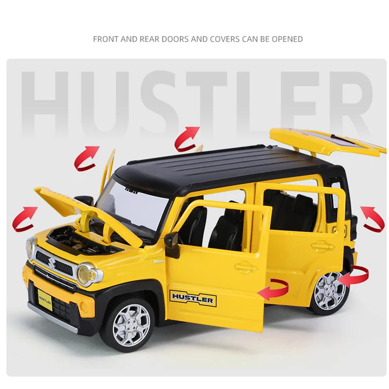 1:22 SUZUKI HUSTLER SUV Alloy Car Model Diecasts Metal Toy Off-Road Vehicles Car Model Simulation Sound and Light Childrens Gift