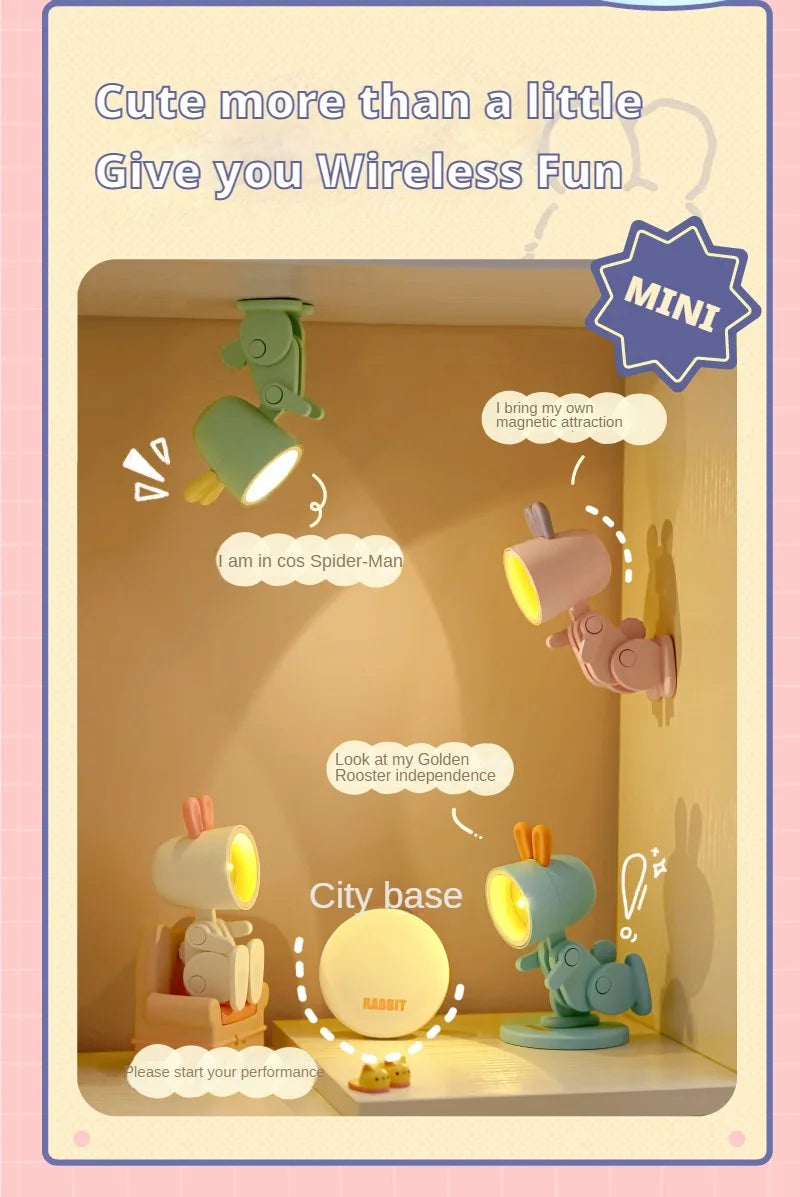 LED Night Light Mini Pet Cute Lamp Ins Student Gift Cartoon Pet Folding Table Lamp Kids Room Bedside Bedroom Living Room Decor