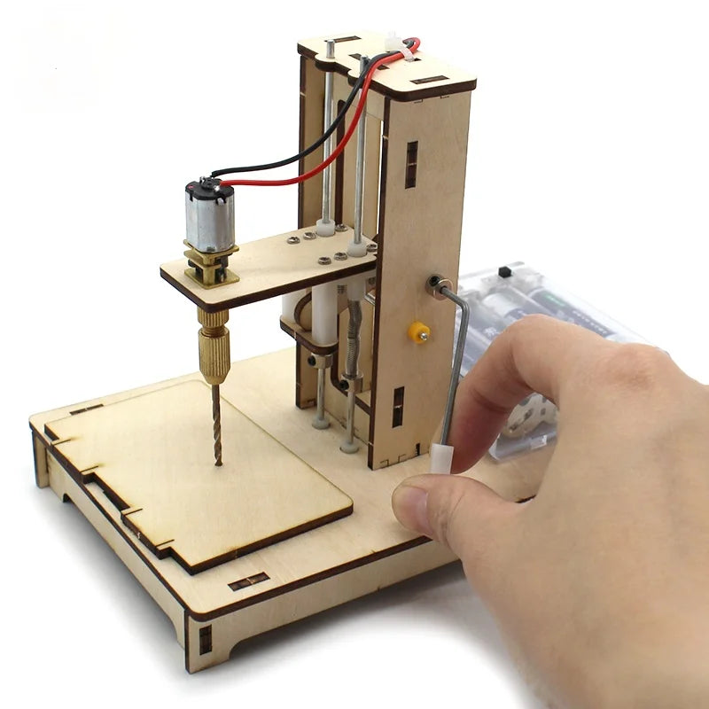 Kids DIY Science Toys Educational Scientific Experiment Kit Wood Tank / Music box / Balance/ Mechanical forceps/Excavator/Clock