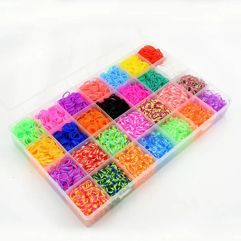 10000pcs Rubber Loom Bands Kits Beads Toys Set Hand Knitting Machine Handmade DIY Rainbow Weave Color Bracelet Girl Gift