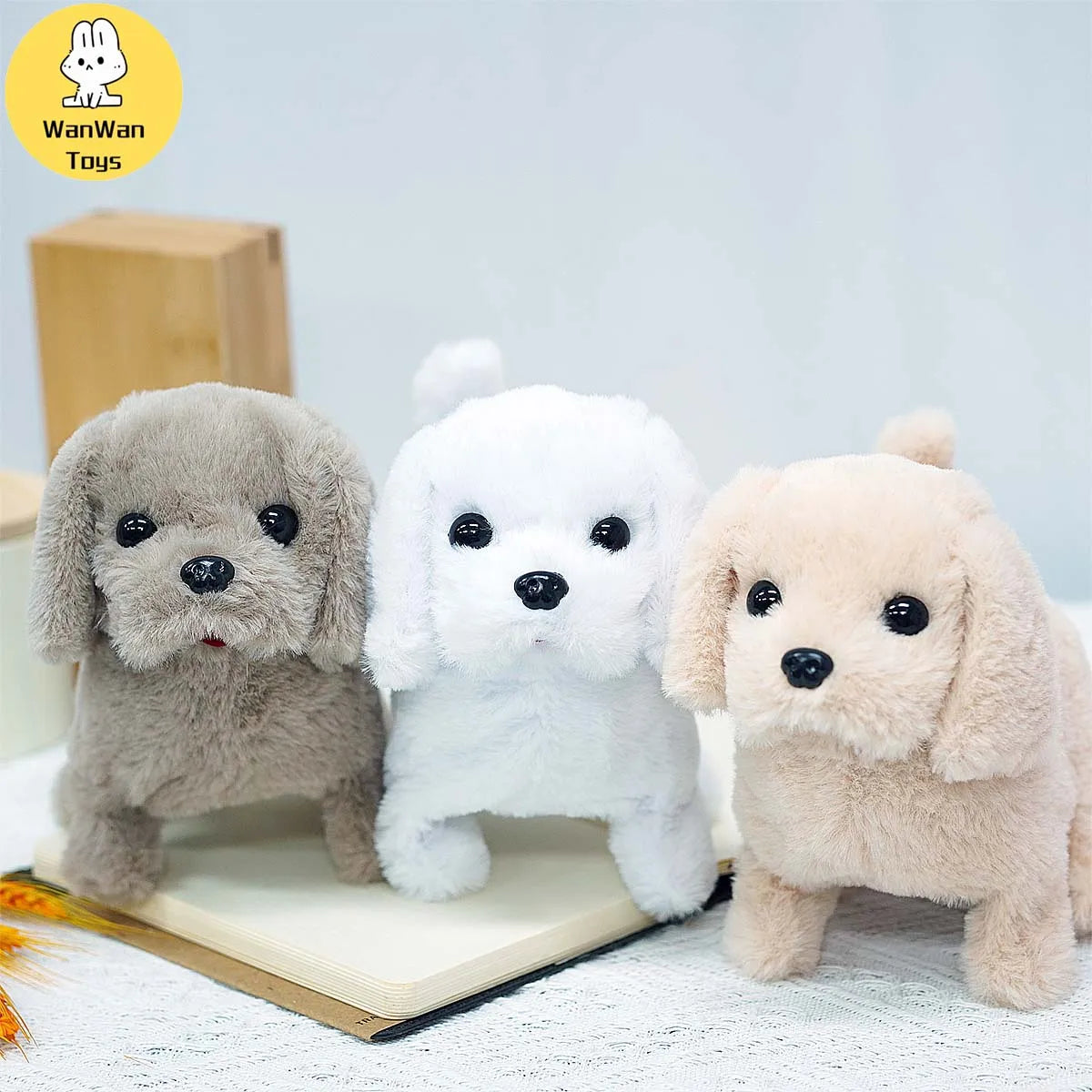 Realistic Electric Imitation Big Dog Puppy Plush Toy Cute Puppy Walking Barking Wagging Tail Stuffed Animal Plush Doll