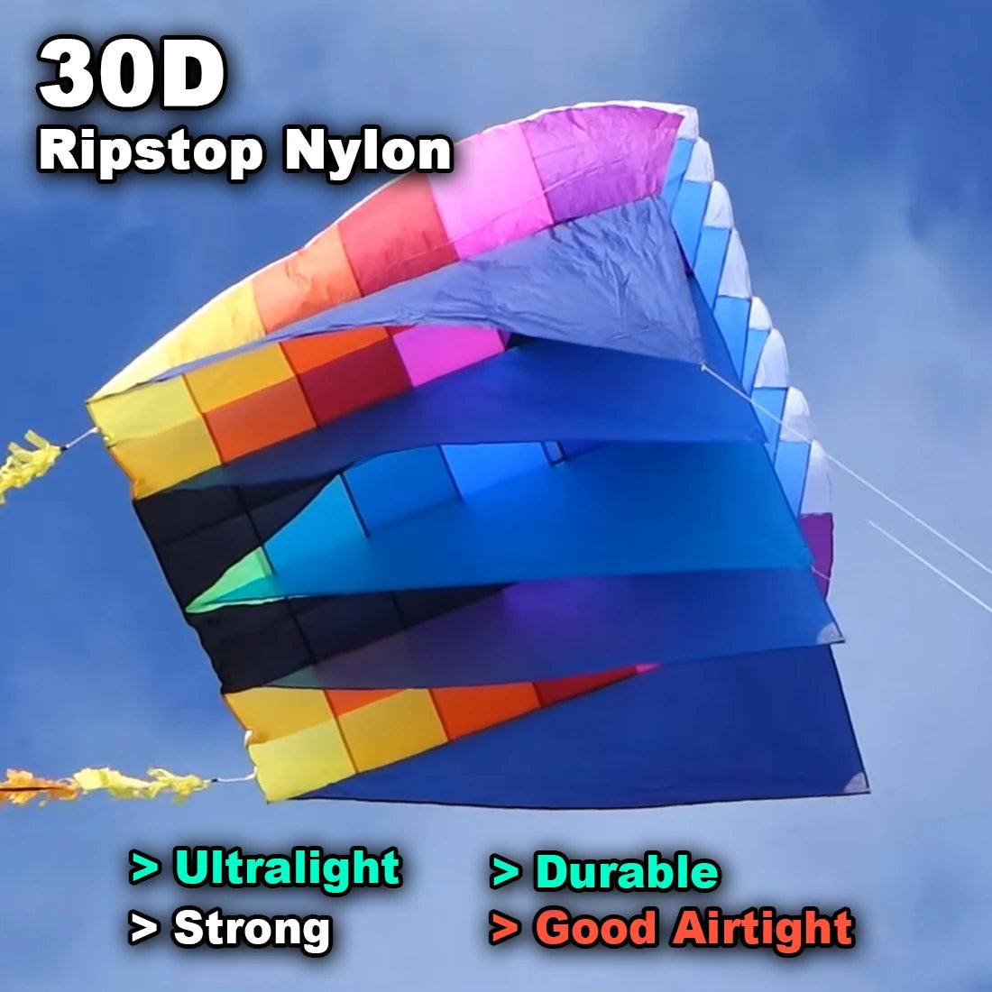 9KM 6㎡~12㎡ UltraFoil Pilot Lifter Kite Line Laundry Soft Inflatable Kite Without Tails 30D Ripstop Nylon (Wholesale available)