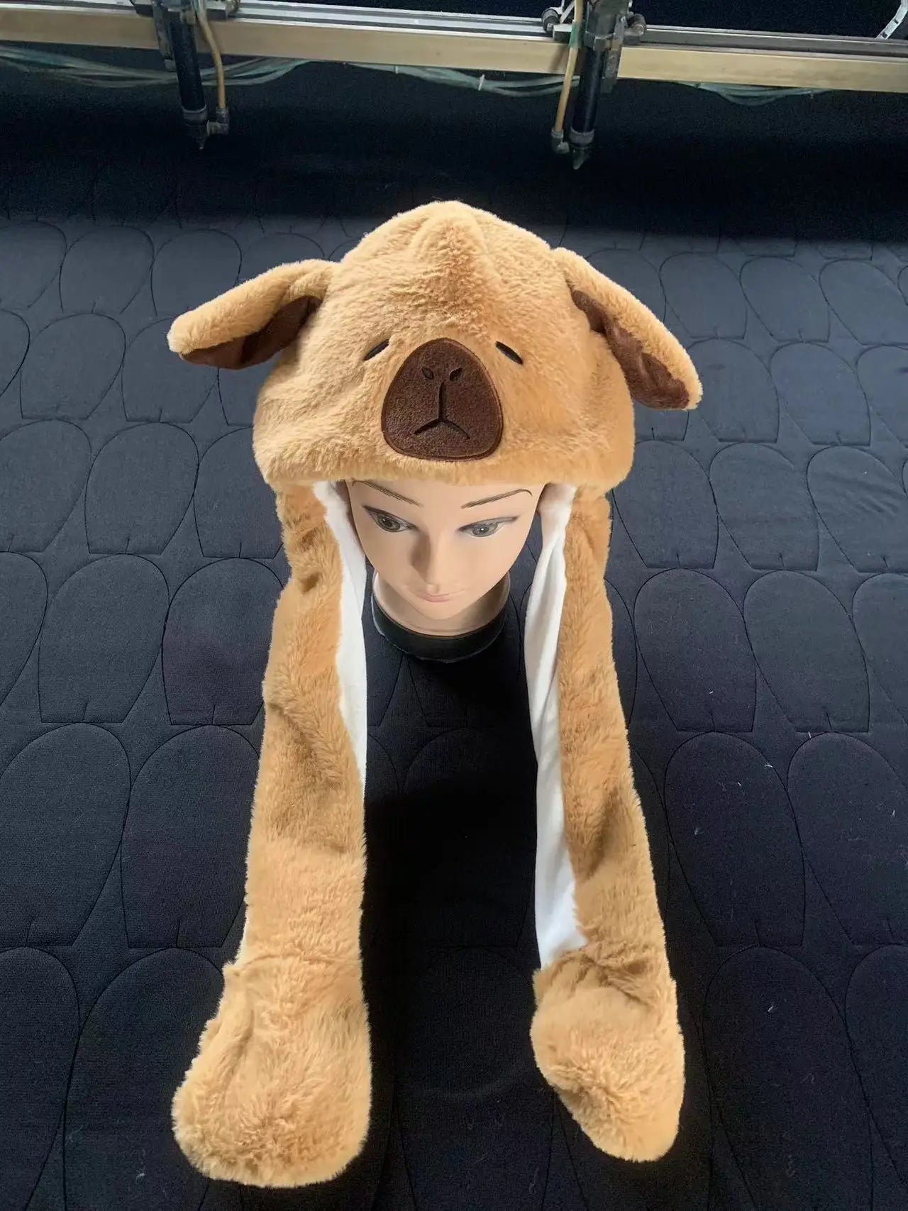 Ear Moving Jumping Hat Funny Plush Ghost Hat Unisex Earflaps Movable Ears Hat Cosplay Halloween Party Hat for Kids Boys Girls