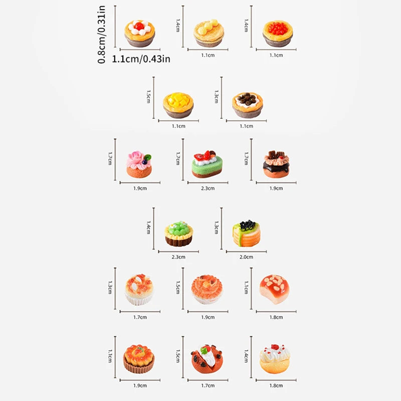 1Set 1:12 Dollhouse Miniature Fruit Cake Egg Tart Bread Dessert Model Kitchen Food Decor Toy Doll House Accessories