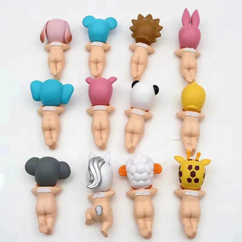 12pcs Sonny Angel Figure Toys 3inch Doll Model Desktop Car Ornament Lying Down Angel Toy Home Decoration Kids Birthday Gifts