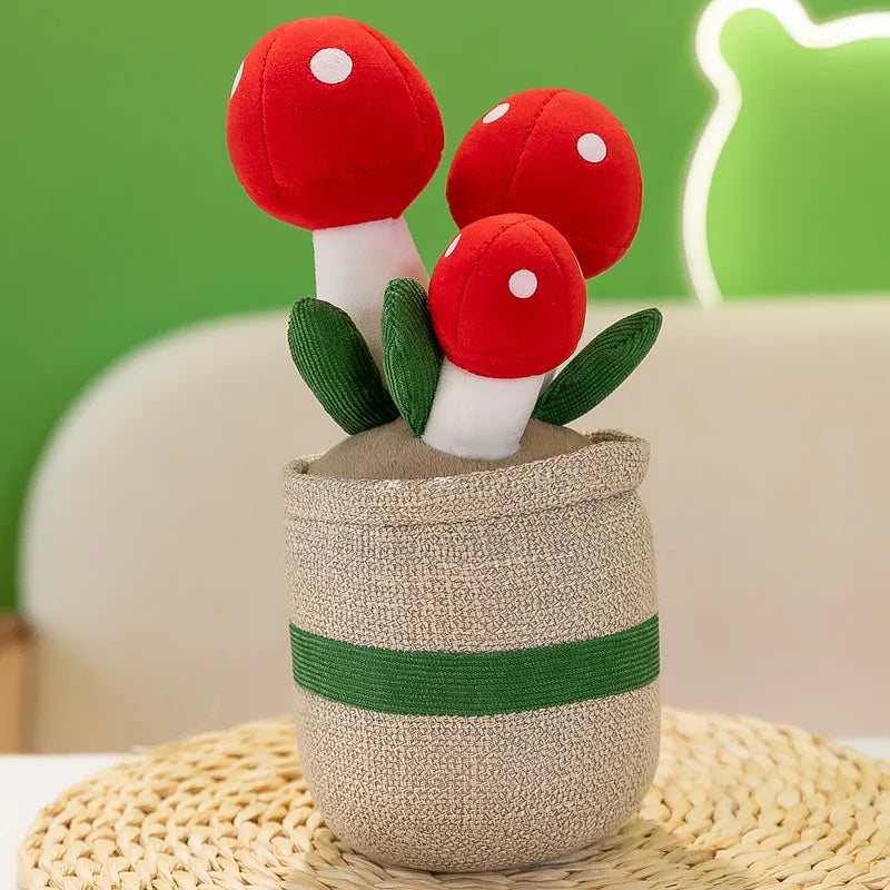 Kawaii Stuffed Plush Plants Lifelike Potted Plant Plush Doll Succulent Pine Tree Cake Bamboo Cactus Pillow Cushion Toy Decor