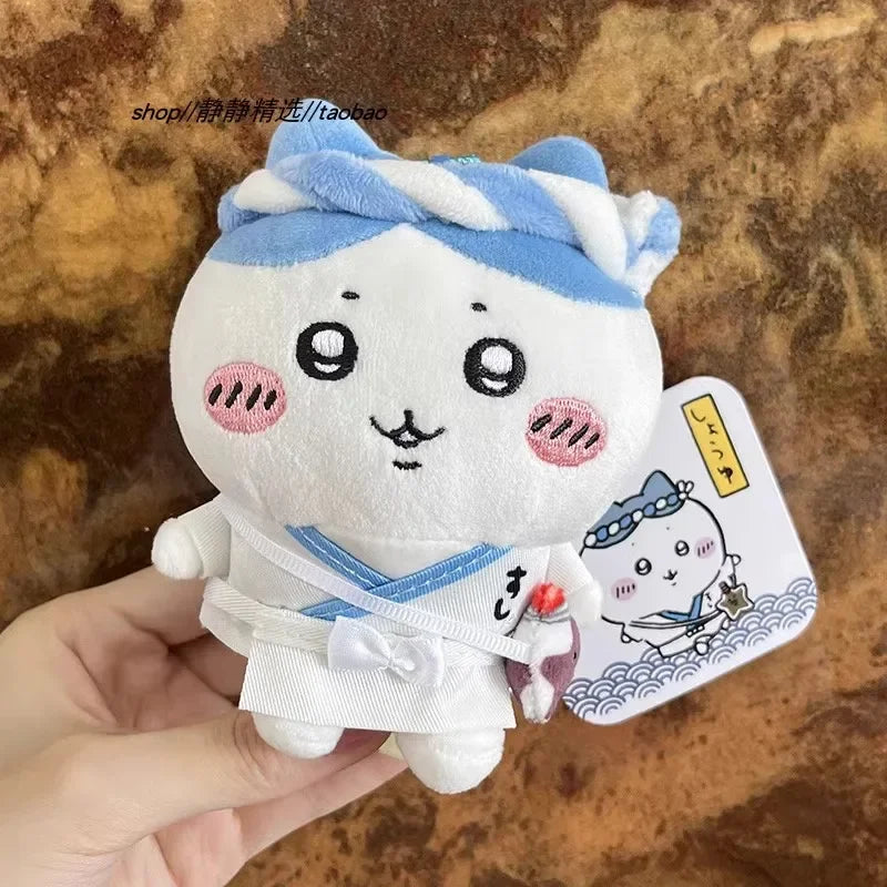 New Chiikawa Sushi Chef Series Hachiware Usagi Cute Plush Doll Keychain Girl School Bag Pendant Anime Kawaii Toy Decoration Gift