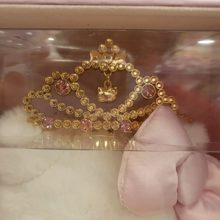 Sanrio Cartoon Diamond Sparkle Crown Collection Kitty Cat Kurumi Cinnamoroll Mymelody Kuromi Plush Anime Toys for Girl Gift