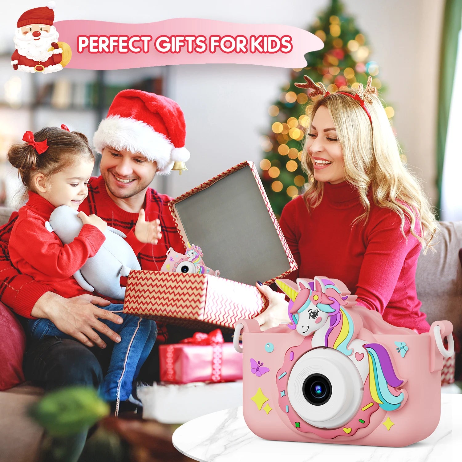 Children Camera with 32GB Card Toys for 3-12 Years Old Kids HD Digital Video Camera Protective Silicone Cover Birthday Gifts