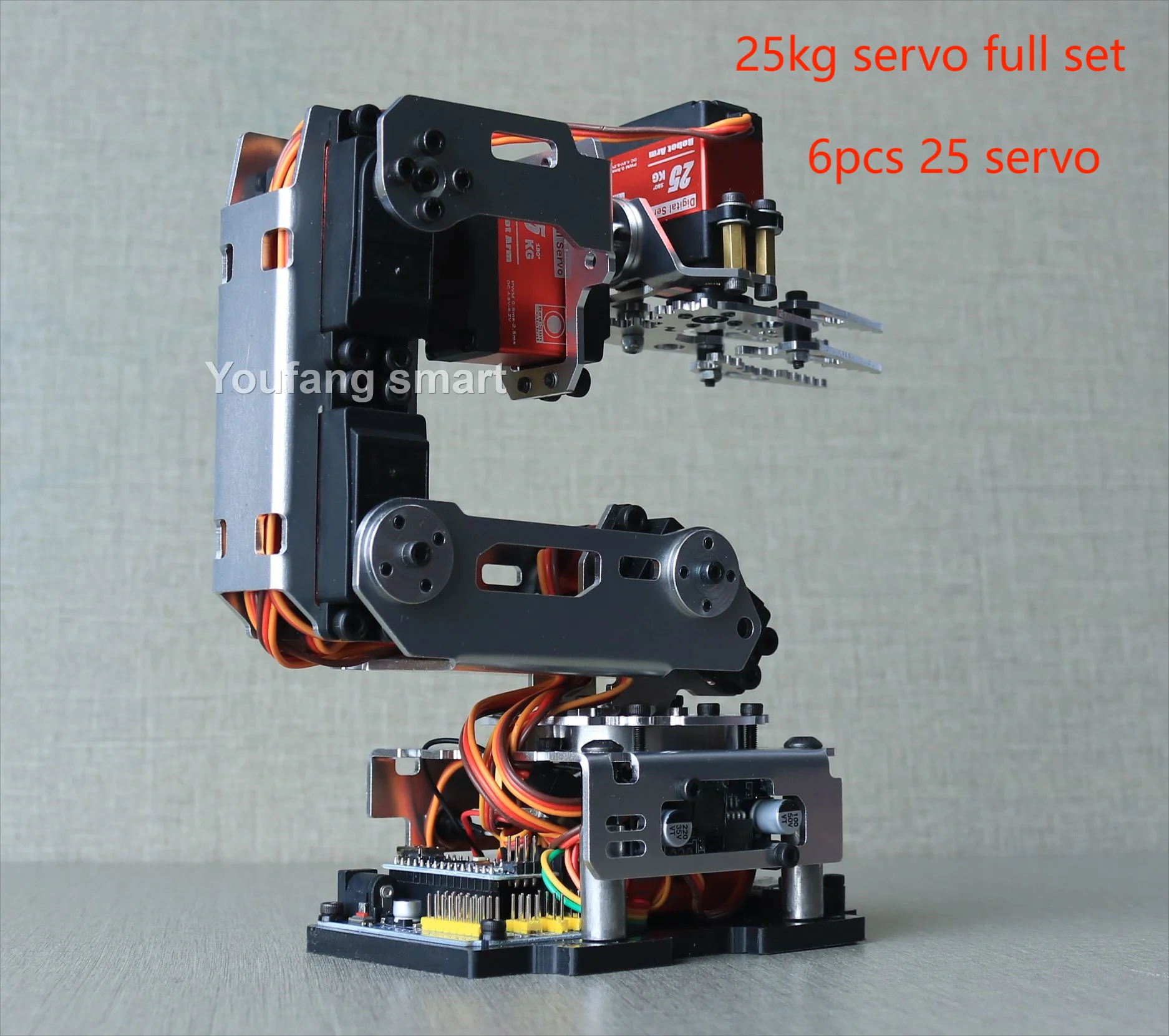 6 DOF Robotic Arm with Claw Clamp Gripper Kit Compatible 20Kg Servo for Arduino Robot DIY Kit Android App Programmable Robot Arm