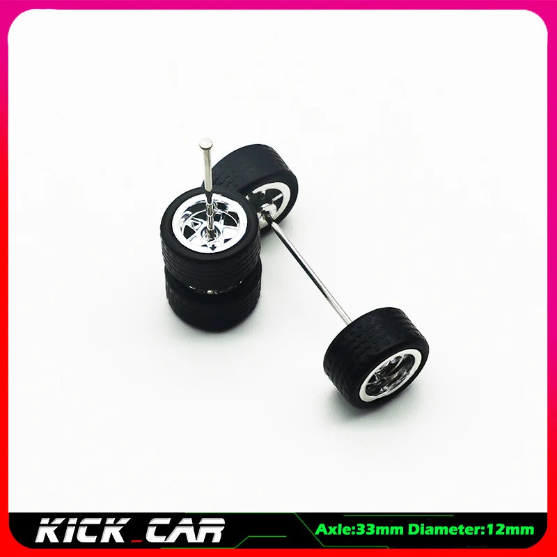 Metallic Color 1/64 Wheels With Rubber Tires 1 Set(4pcs)  Plastic Basic Modified Parts Vehicle Toy For Hotwheels Tomica Mini GT