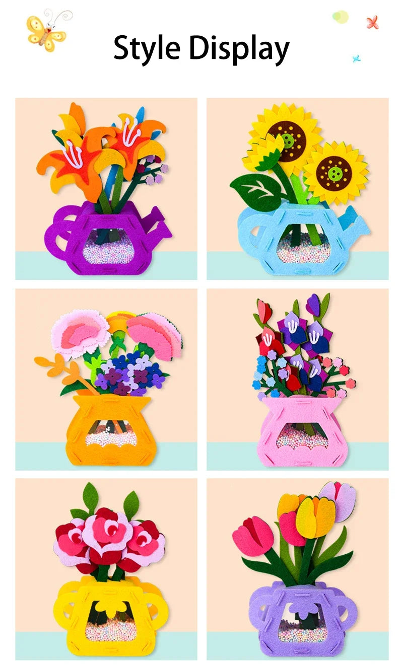 DIY Flower Toys Montessori Arts Crafts Non-weaving Handicrafts Flowerpot Toys for Kids Early Preschool Educational Funny Gifts