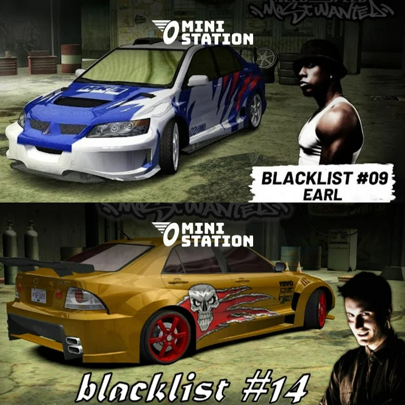 Mini Station 1:64 Need for Speed Black List NO.9 Blue white / NO.14 yellow Diecast Model Car