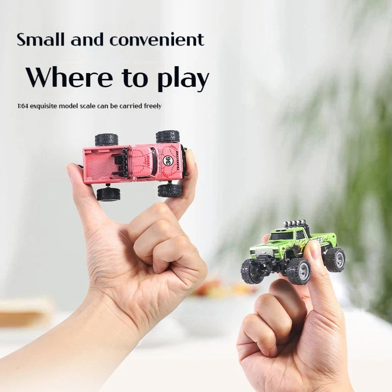 1:64 Speed Mini Off-Road Remote Control Car Alloy Cool Lighting Shock Absorption Children's Desktop Competition Toy Small Gift
