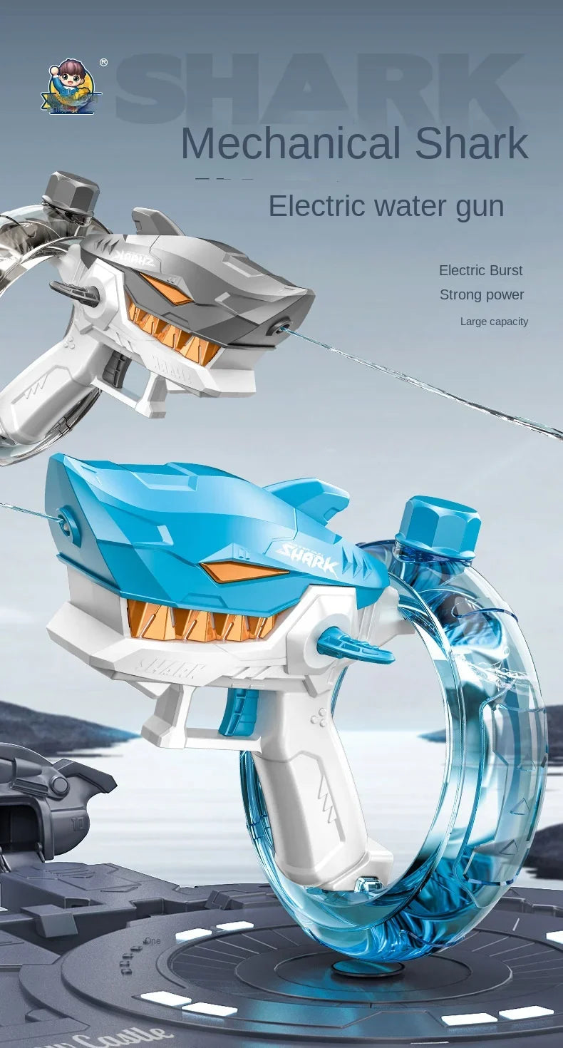 Summer Water Gaming Toy Fully Automatic Continuous Fire Watergun Shark Electric Water Gun Large Capacity Water Spray Gun
