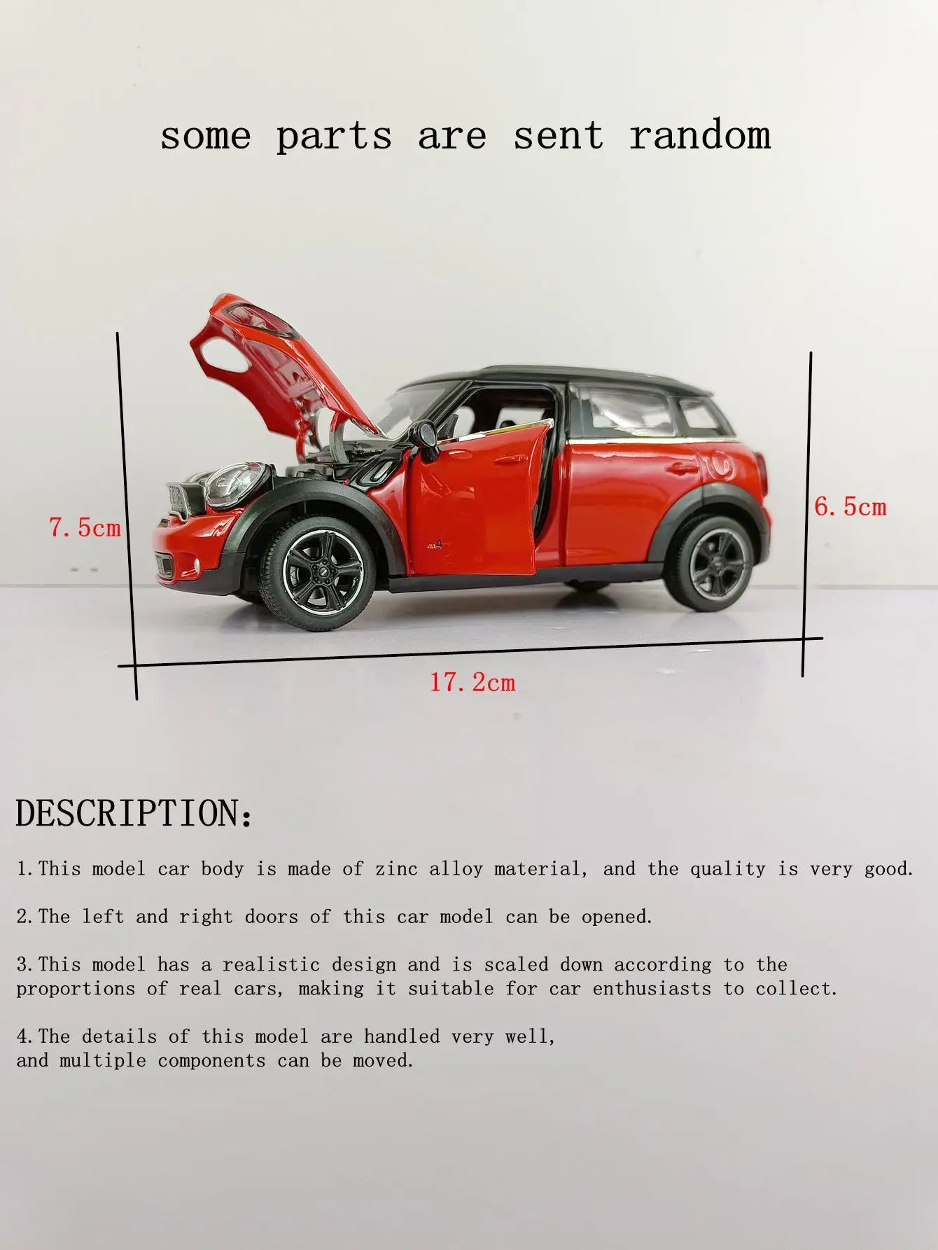 1:24 BMW mini cooper s countryman Simulation static alloy car model metal ornaments adult gifts children's toys