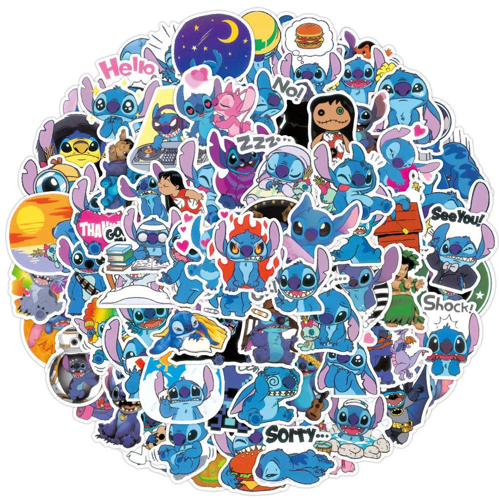 10/30/50/100pcs Kawaii Disney Stitch Anime Stickers Cute Cartoon Kids Sticker Toy DIY Phone Water Bottle Scrapbook Decals Decor