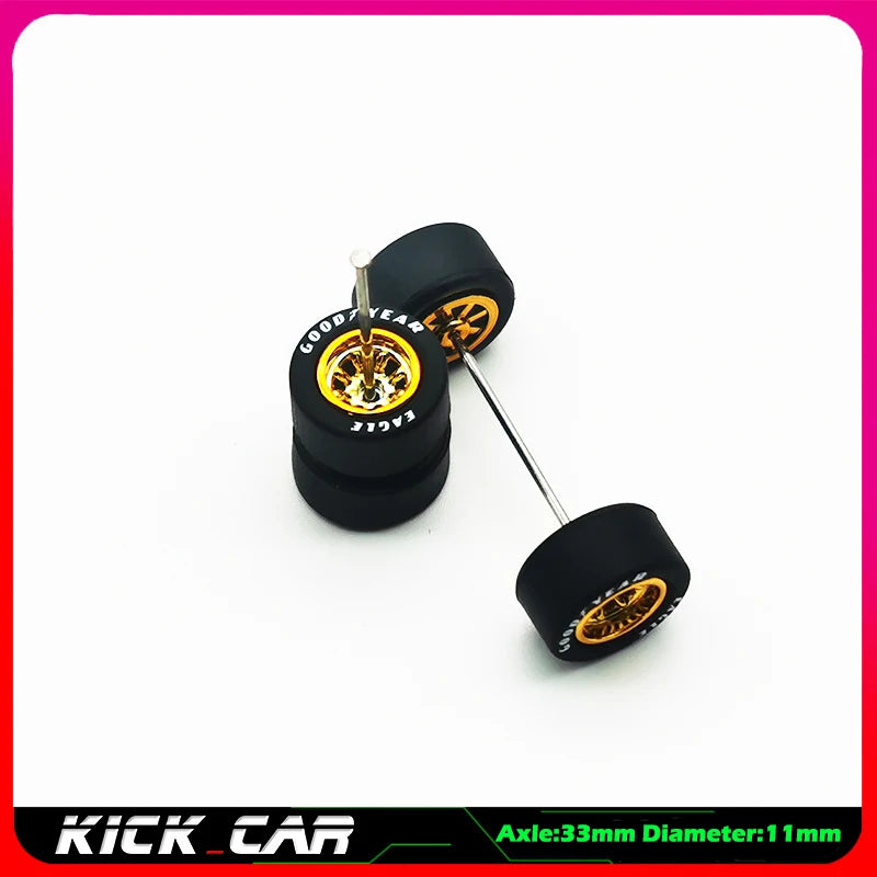 Metallic Color 1/64 Wheels With Rubber Tires 1 Set(4pcs)  Plastic Basic Modified Parts Vehicle Toy For Hotwheels Tomica Mini GT