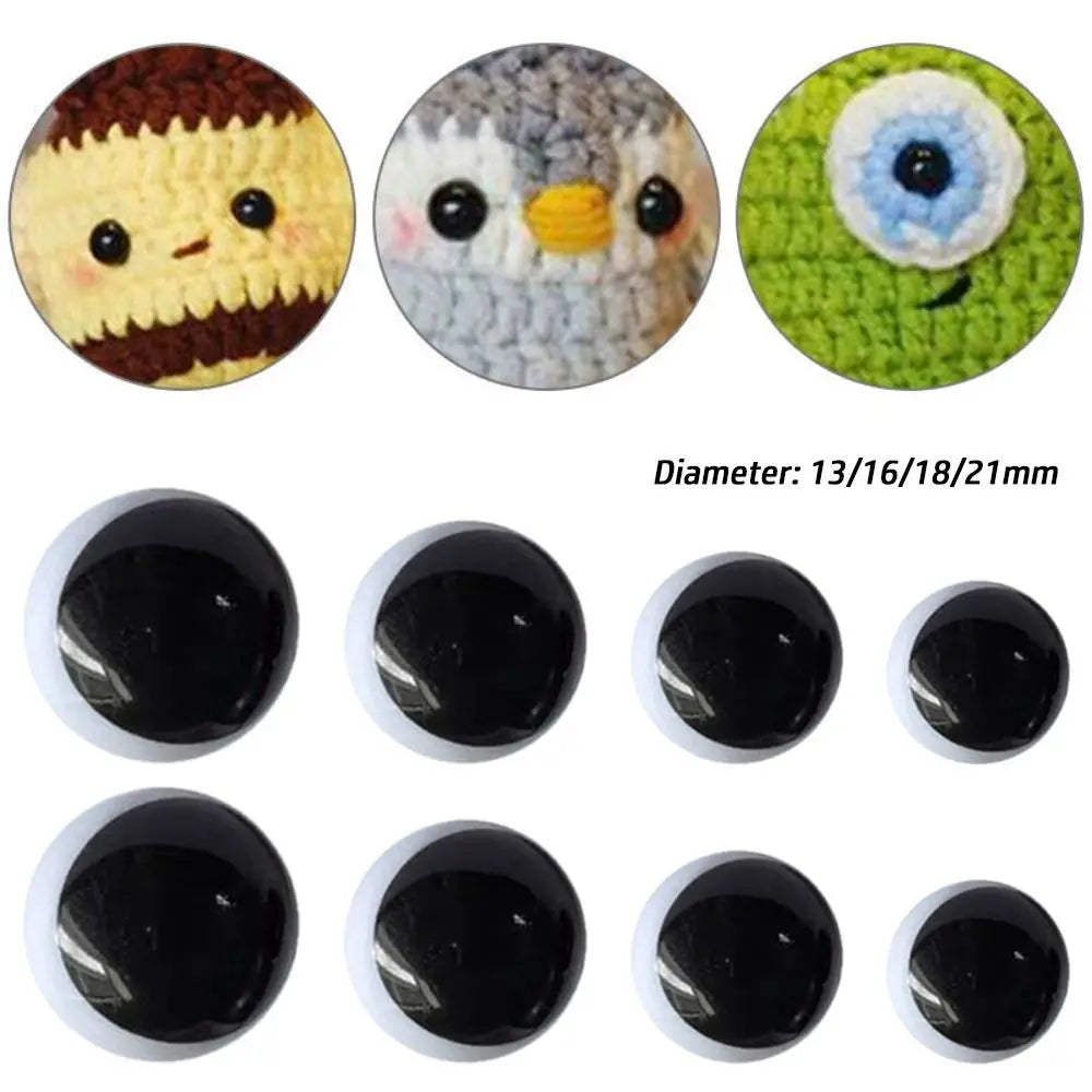 10pcs/5pairs 13/16/18/21mm Eyes Crafts Eyes with Washer Plastic Dolls DIY Tools Black&White Glitter Crystal Eyes
