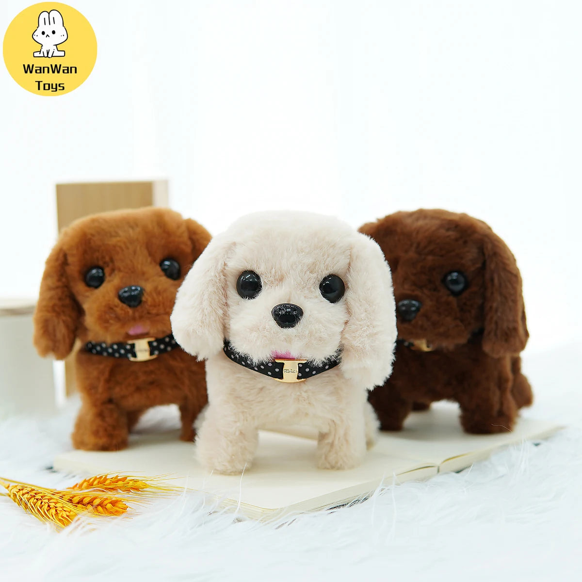 Realistic Electric Imitation Big Dog Puppy Plush Toy Cute Puppy Walking Barking Wagging Tail Stuffed Animal Plush Doll