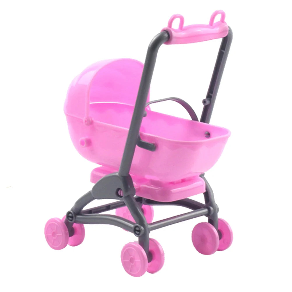 Mini Shopping Cart Simulated Stroller Furniture House Decoration Model Toy Simulation Plastic Mini Baby Carriage Playing