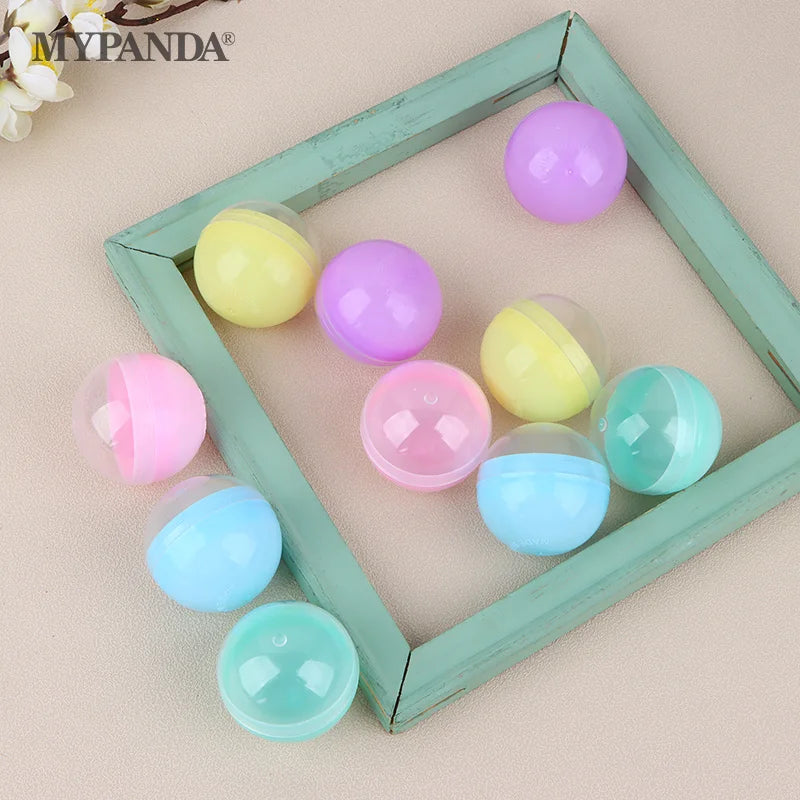 10Pcs 45mm Plastic PP Toy Capsules Half Transparent Colorful Round Surprise Ball Easy Open Lock Amusement for Vending Machine