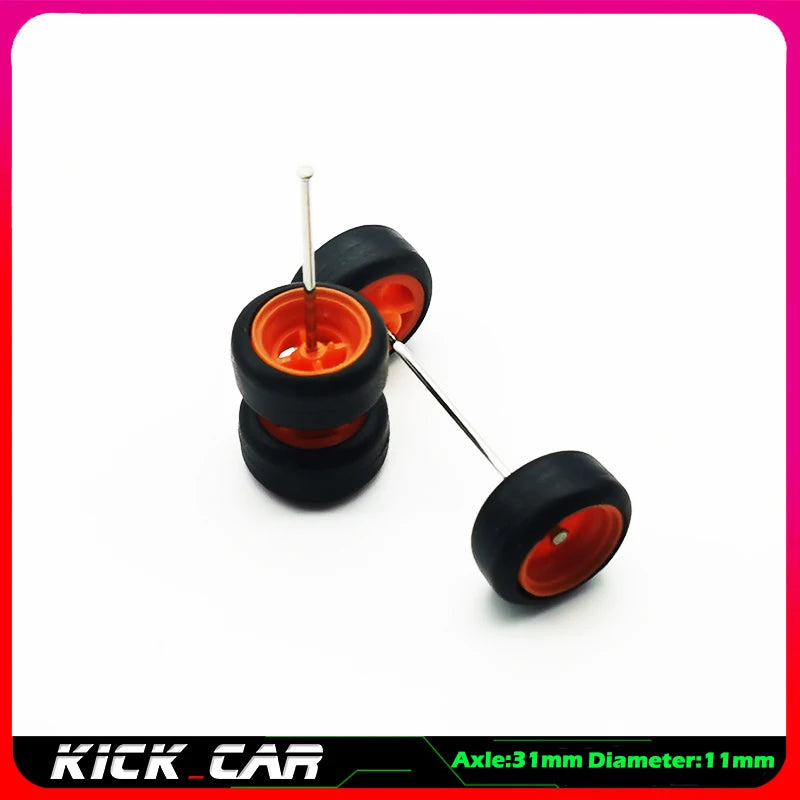 Metallic Color 1/64 Wheels With Rubber Tires 1 Set(4pcs)  Plastic Basic Modified Parts Vehicle Toy For Hotwheels Tomica Mini GT