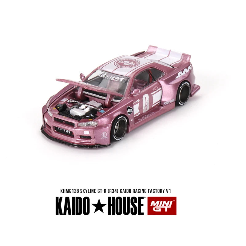 Kaido House Skyline GTR R34 Pink KAIDO RACING FACTORY V1 alloy car model 128