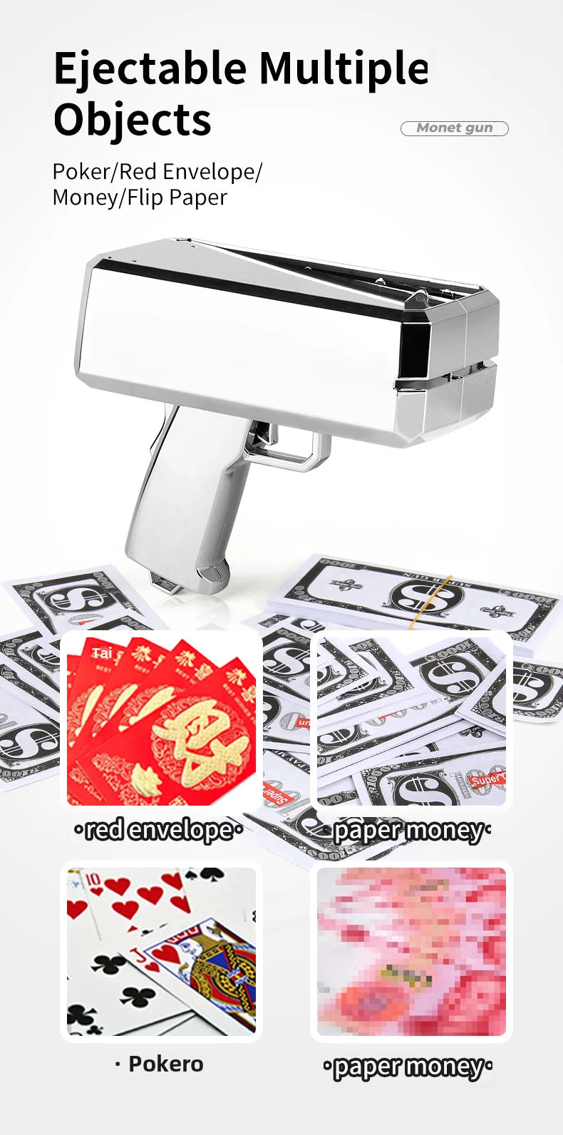 Source manufacturer Douyin's same electric money gun toy new and unique MoneyGUN banknote gun US dollar toy gun