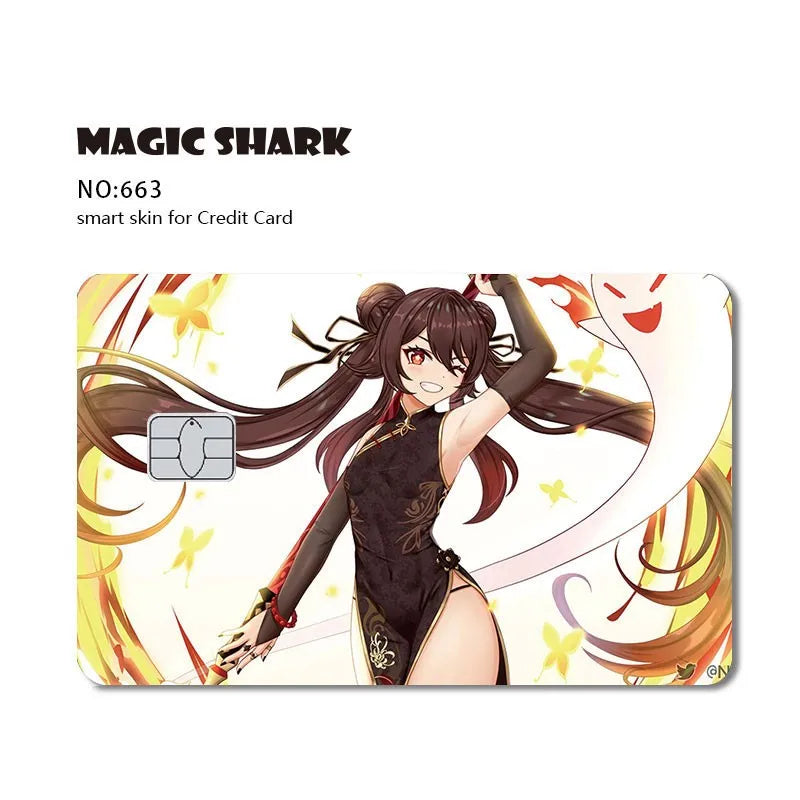 Magic Shark Anime Cartoon Game Save Money Pig Case Cover Film Skin Sticker for Small Chip Credit Card Bus Card