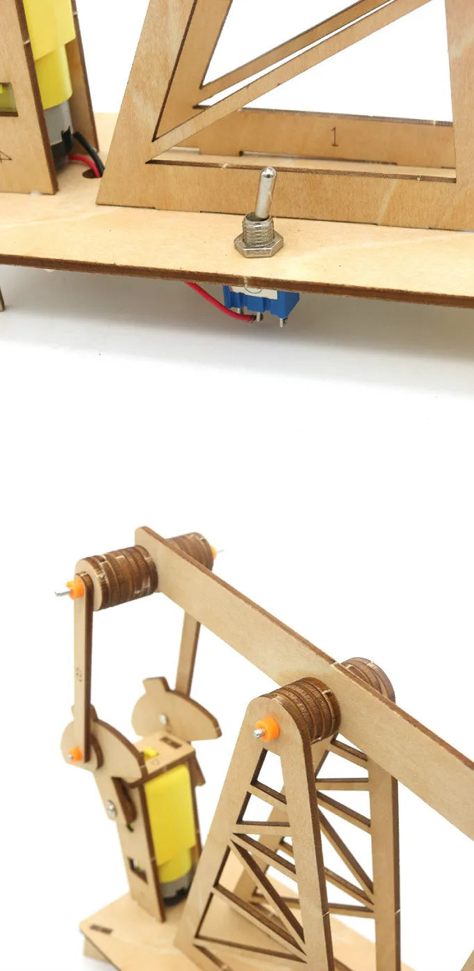 Kids DIY Science Toys Educational Scientific Experiment Kit Wood Tank / Music box / Balance/ Mechanical forceps/Excavator/Clock