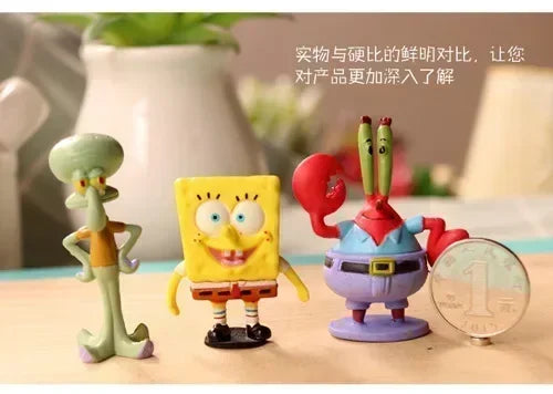 6pcs/set 5.6CM Spongebob Action Figures Cartoon Movie Mini Dolls Children Birthday Gifts Set