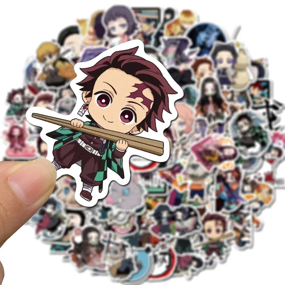 100Pcs Demon Slayer Japanese Anime Stickers Graffiti Skateboard Refrigerator Decorated Notebook Luggage Waterproof Sticker