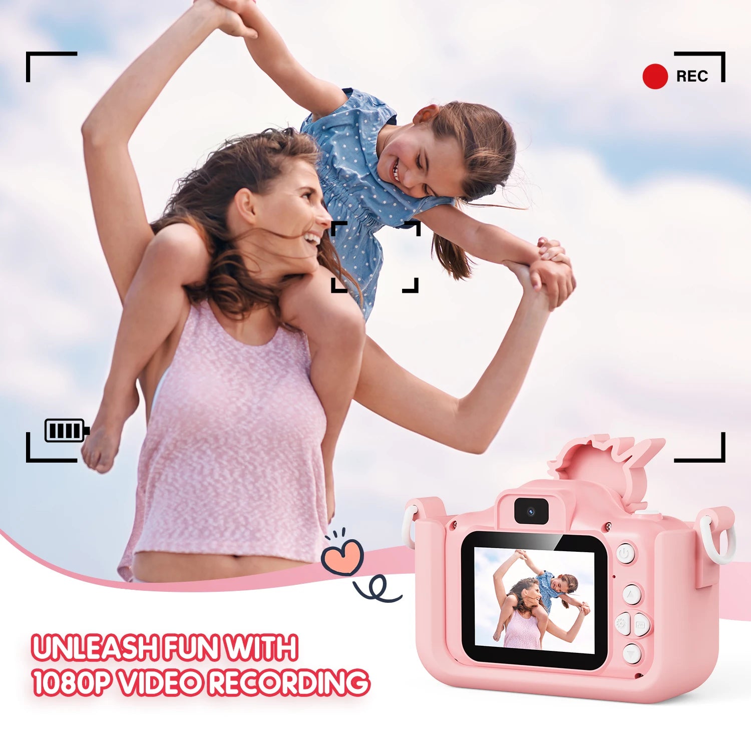 Children Camera with 32GB Card Toys for 3-12 Years Old Kids HD Digital Video Camera Protective Silicone Cover Birthday Gifts