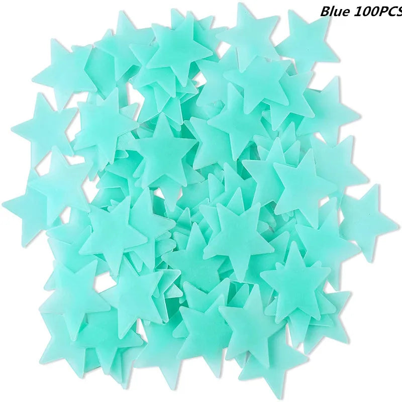 3D Hollow Star Energy Storage Fluorescent Glow In The dark Luminous On Wall Stickers For Kids Room living Room Decal