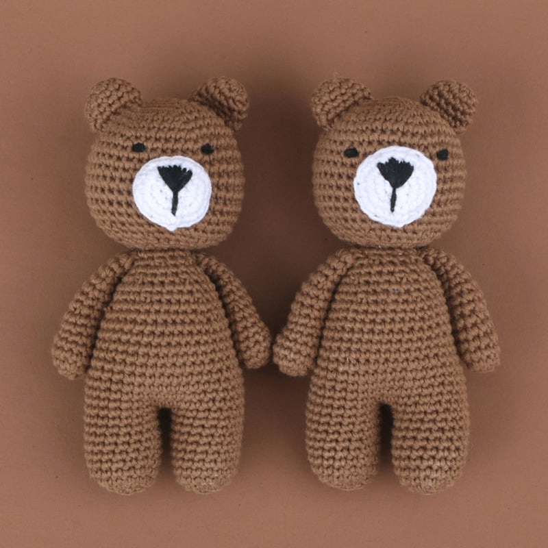 Crochet  Sleep Bear Toy for Baby First Stuffed Animal Friend Sleeping Buddy Newborn Photo Prop Christmas Gift
