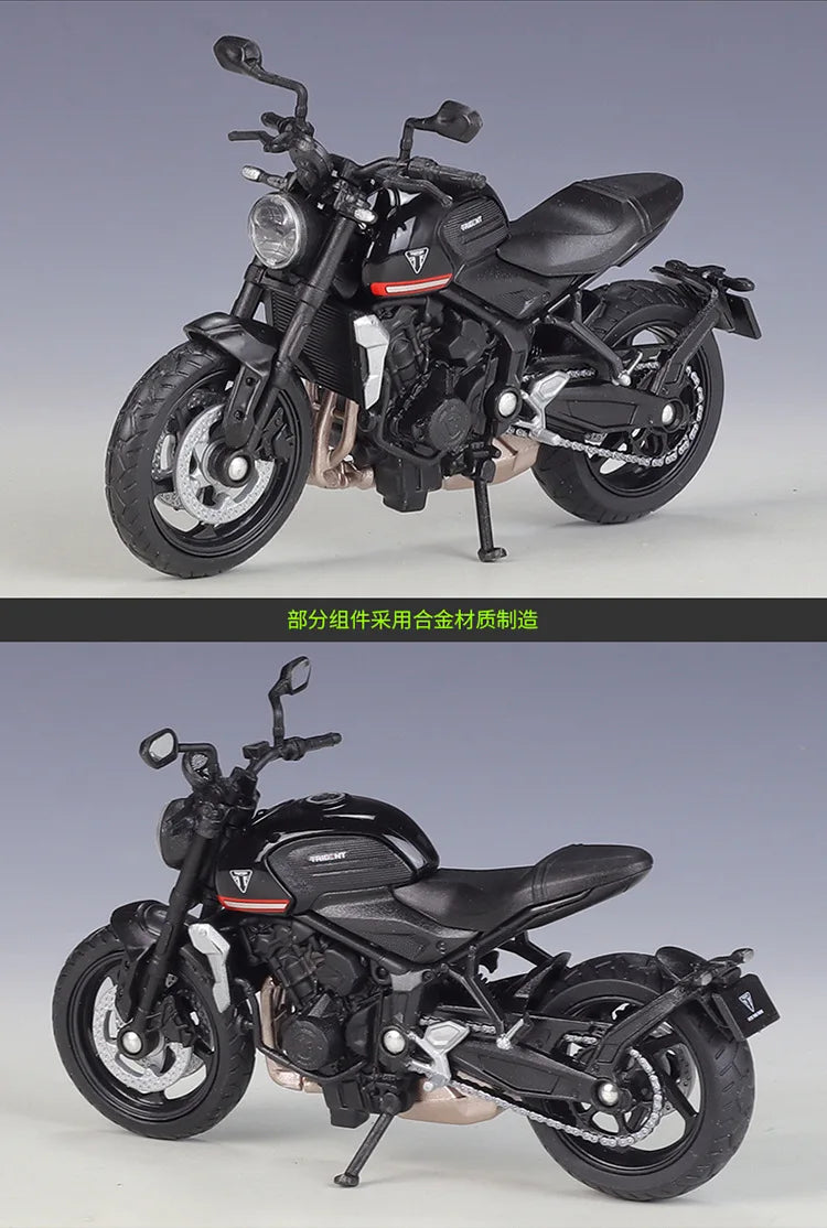 Welly 1:18 Triumph Trident 660 Alloy Diecast Retro Motorcycle Model Workable Shork-Absorber Toy For Children Gifts Toy