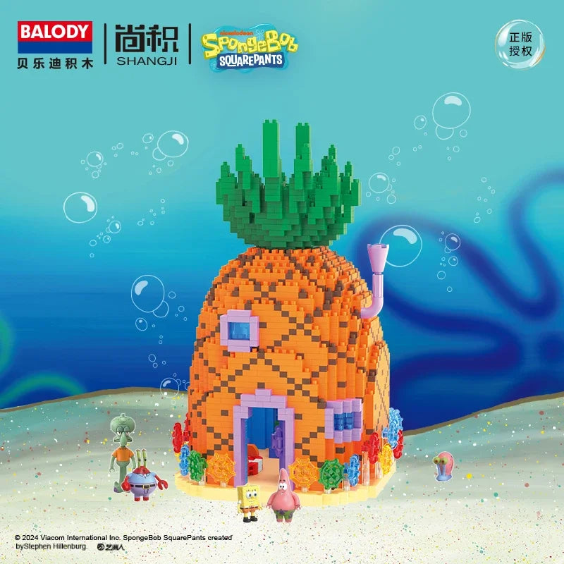 SpongeBob SquarePants Series Building Blocks Krusty Krab Pineapple House Resurrection Island Portrait House Model Bricks Kid Toy