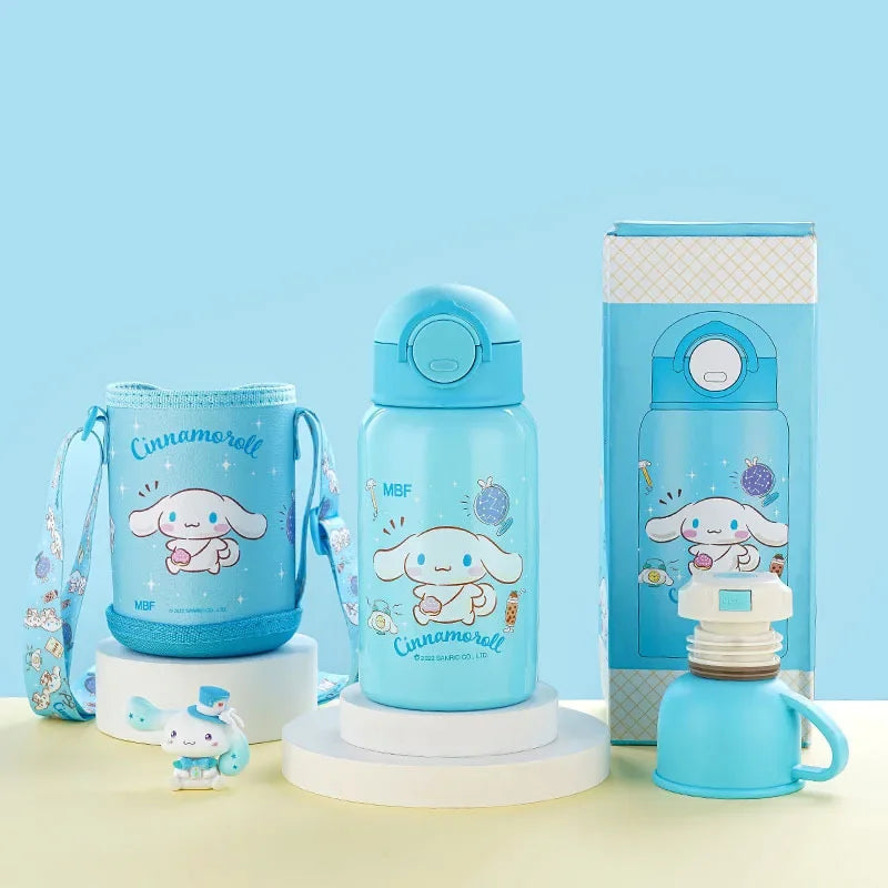 Sanrio Kuromi Thermal Cup Set 500ML My Melody Cartoon Children's Insulation Cup Stainless Steel Water Bottle with Straw Kid Gift