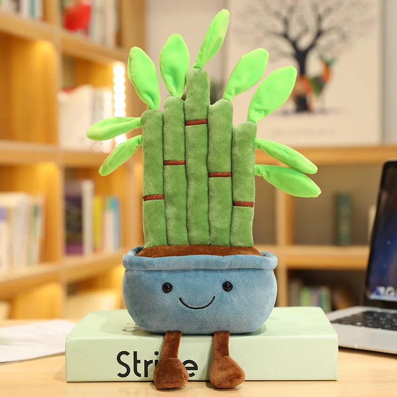 Kawaii Stuffed Plush Plants Lifelike Potted Plant Plush Doll Succulent Pine Tree Cake Bamboo Cactus Pillow Cushion Toy Decor