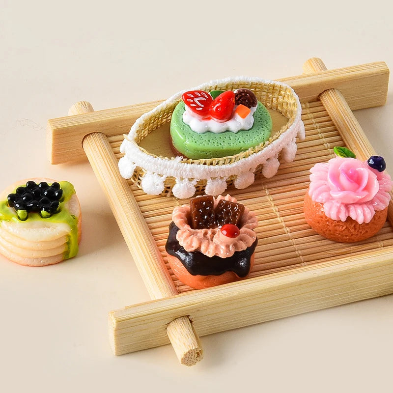 1Set 1:12 Dollhouse Miniature Fruit Cake Egg Tart Bread Dessert Model Kitchen Food Decor Toy Doll House Accessories