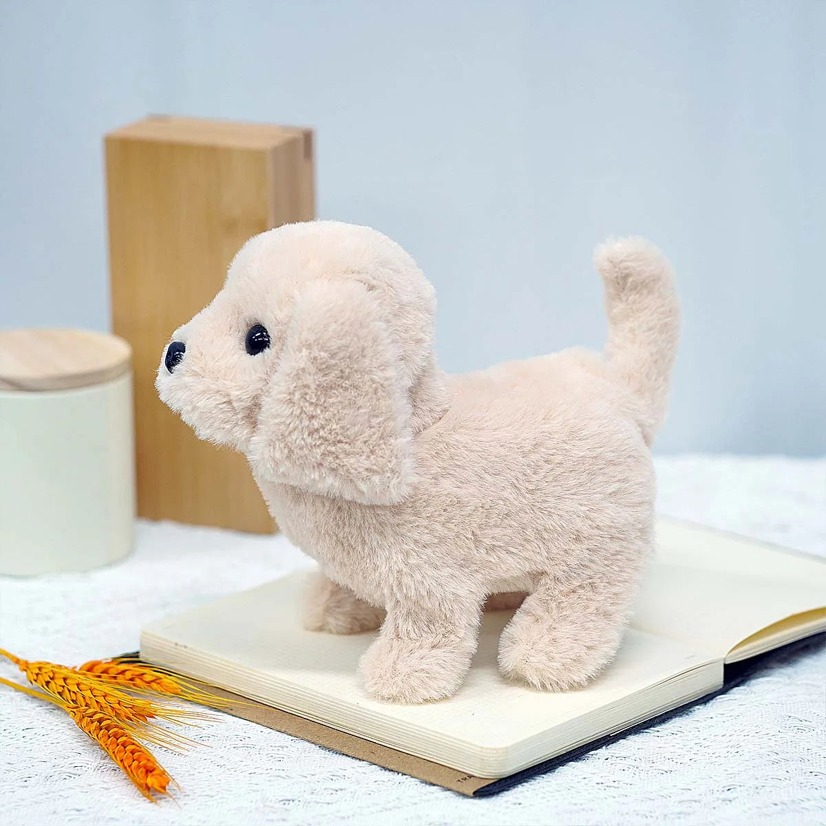 Realistic Electric Imitation Big Dog Puppy Plush Toy Cute Puppy Walking Barking Wagging Tail Stuffed Animal Plush Doll
