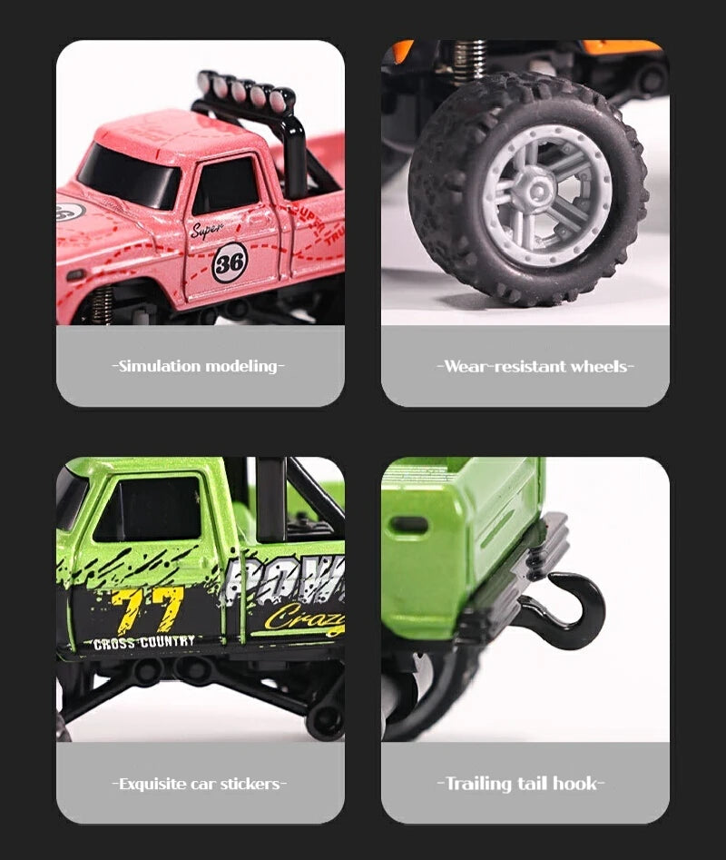 1:64 Speed Mini Off-Road Remote Control Car Alloy Cool Lighting Shock Absorption Children's Desktop Competition Toy Small Gift