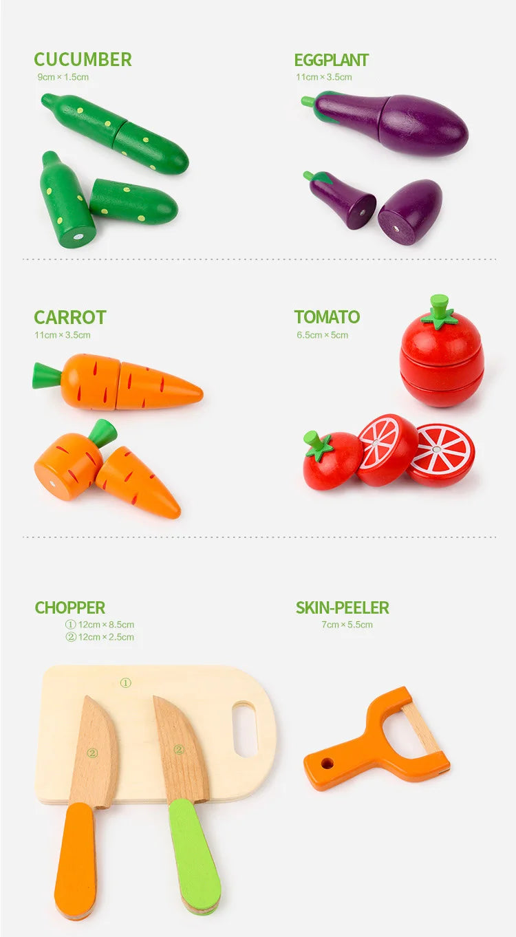 Fruit Vegetable Set Simulation Kitchen Pretend Toy Wooden Classic Game Montessori Educational Toy for Children Kids Gift Cutting