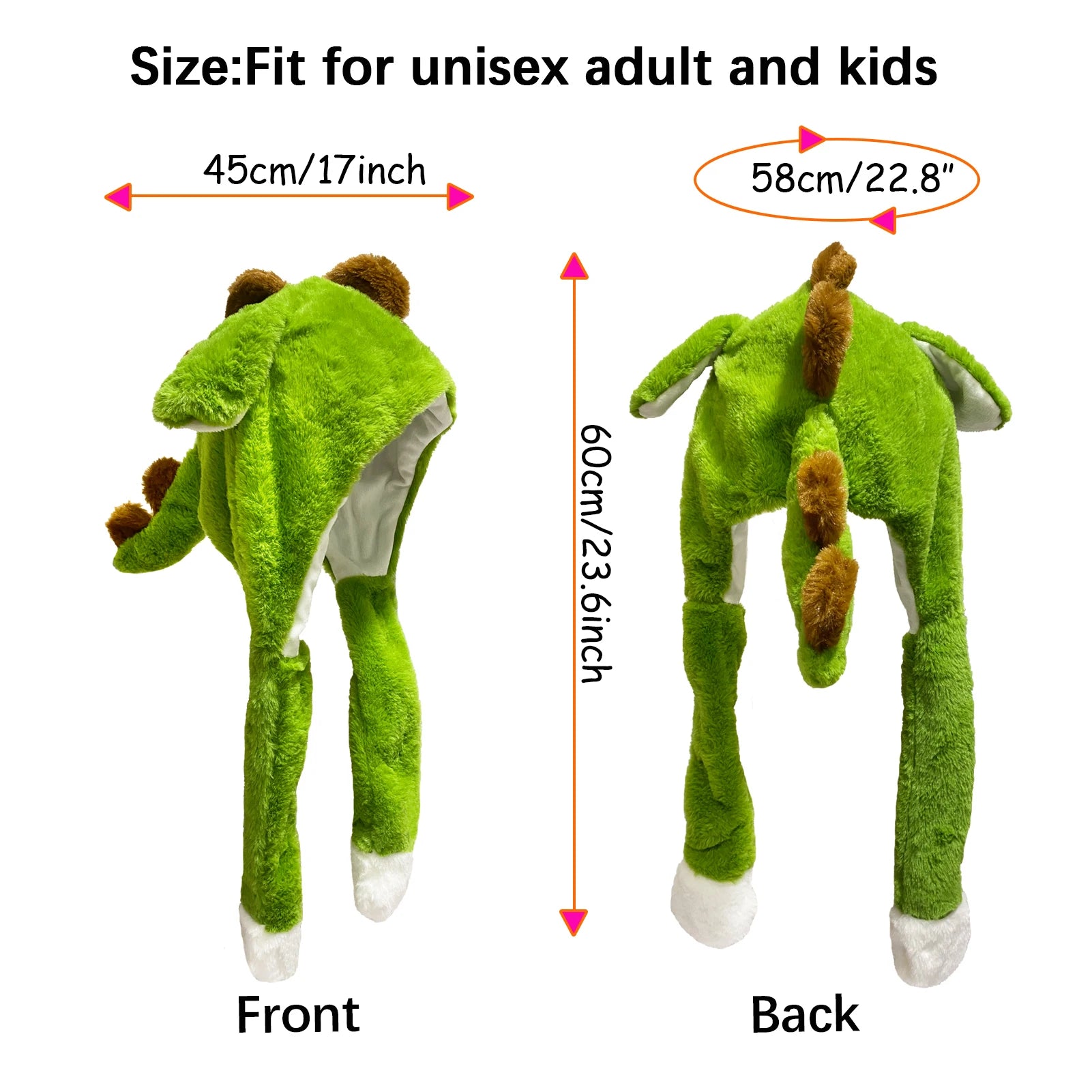 Dinosaur Ear Move Hat Animal Plush Bunny Ears Moving Jumping Up Dress Up Cosplay Party for Kids Adult Halloween Christmas Gift