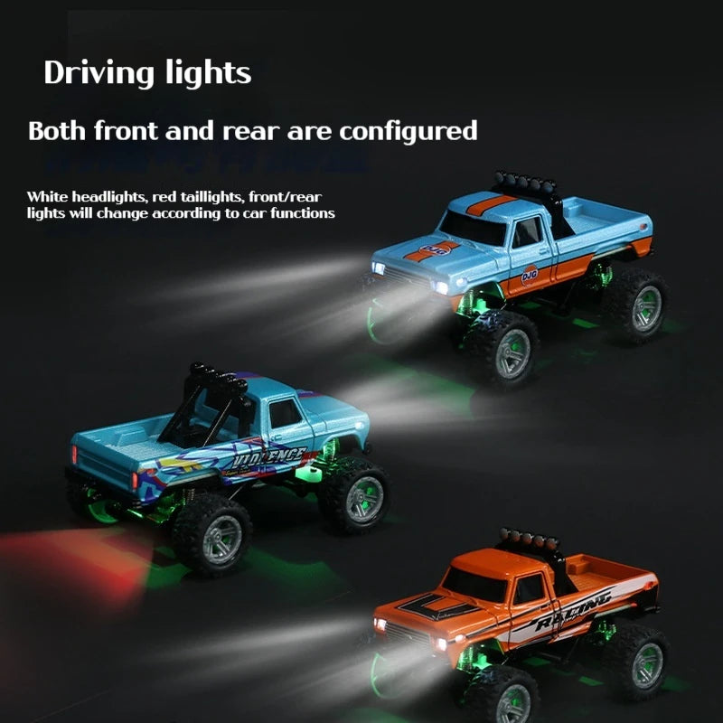 1:64 Speed Mini Off-Road Remote Control Car Alloy Cool Lighting Shock Absorption Children's Desktop Competition Toy Small Gift
