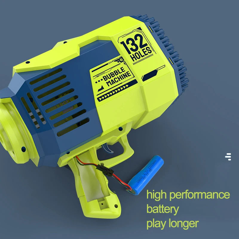 Bubble Gun Rocket 132 Holes Soap Bubbles Machine Gun Shape Automatic Blower With Light Toys For Kids Pomperos Childrens Day Gift