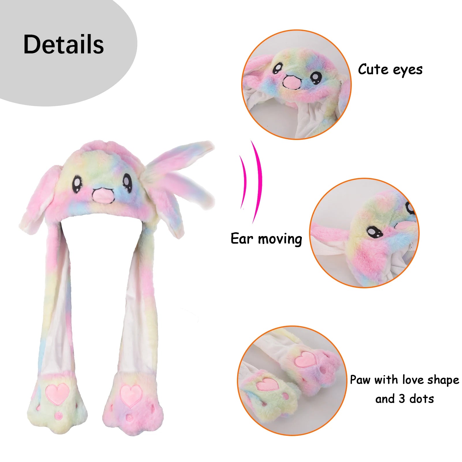 Cute Bunny Ear Moving Hat Animal Plush Hat Jumping up Moving Ears Pop Up Funny Cap Dress Up for Adult Kids Cosplay Party Hat