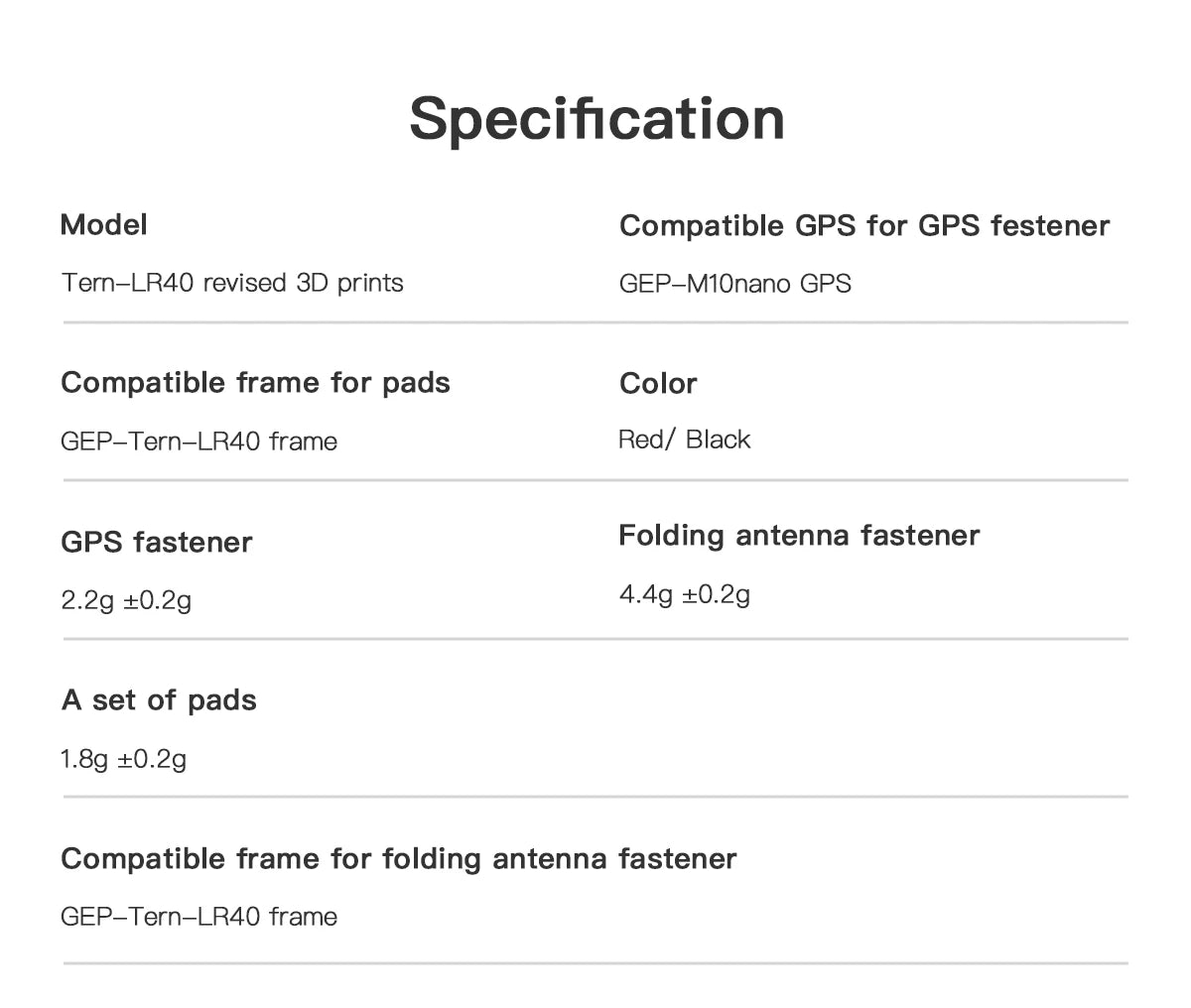 GEPRC GEP-Tern-LR40 Frame 3D Print Part Propeller Accessory Base Quadcopter FPV Freestyle RC Racing Drone HD Long Range FPV