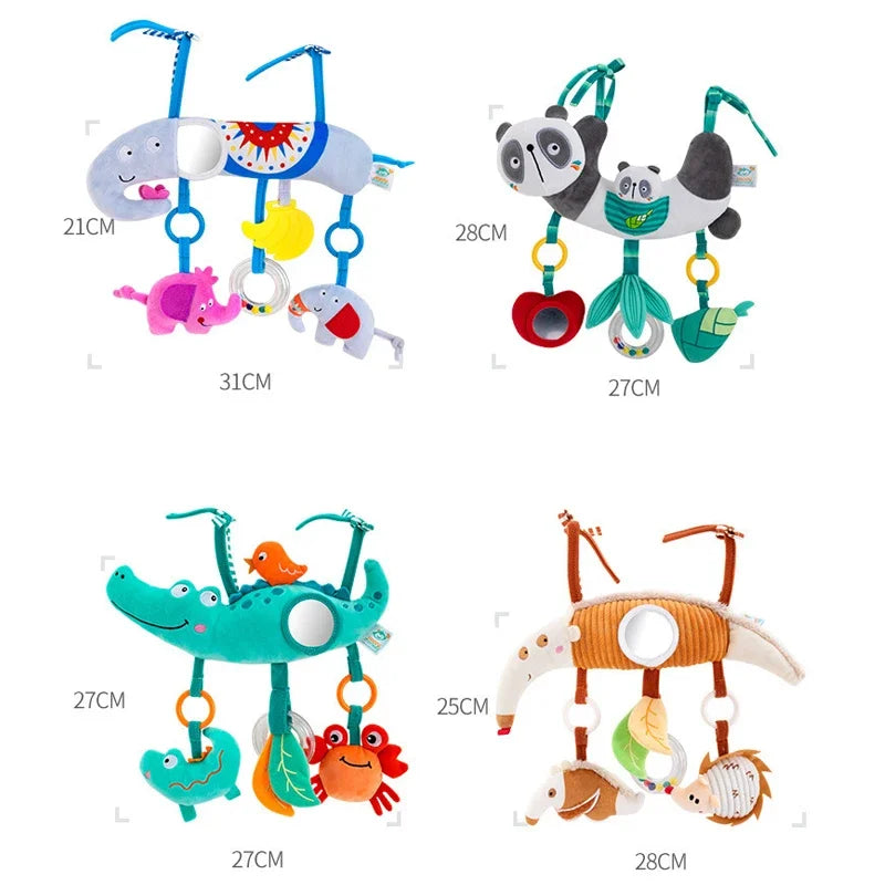 Baby Hanging Rattle Toys Plush Soft Animal Stuffed Handbells Educational Infant Development Handle Toys for Stroller Crib